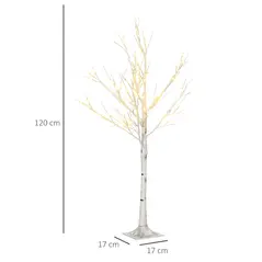 HOMCOM 4ft Artificial White Birch Tree Light with Warm White Pre-Lit LED Light for Indoor and Covered Outdoor Use - 3