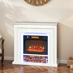 HOMCOM 4777 BTU Multicolour LED Electric Fireplace - White - 2