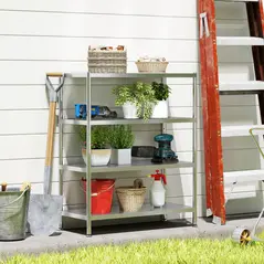 HOMCOM 4-Tier Bakers Rack with Storage, Stainless Steel Microwave Stand with Adjustable Shelves for Small Spaces, Kitchen Storage Unit for Spices, Pots and Pans, Silver Tone - 8