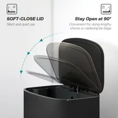 HOMCOM 50L Kitchen Bin with Soft-Close Lid and Stay-Open Function, Stainless Steel Pedal Bin with Removable Inner Bucket, Carry Handle for Kitchen, Office, Home, Black - 5