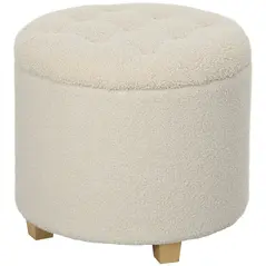 HOMCOM 40.5L Teddy Fleece Storage Ottoman - Cream White - 1