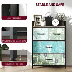 HOMCOM 4-Drawer Chest of Drawers - Blue - 7