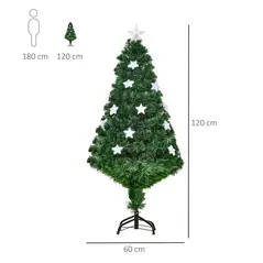 HOMCOM 4FT Prelit Artificial Christmas Tree Fibre Optic Star LED Light Holiday Home Xmas Decoration with LED Light for Indoor Party, Green - 3