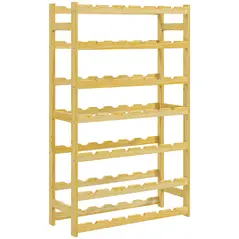 HOMCOM 42-Bottle Wooden Wine Rack - Natural Finish - 1