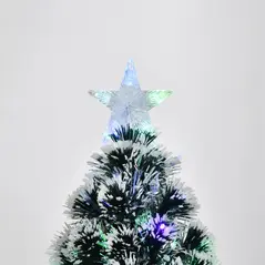 HOMCOM 4ft Artificial Prelit Christmas Tree, Snow Xmas Tree with Colourful LED Lighting Fiber Optics, Green White - 8
