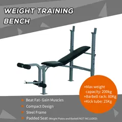 HOMCOM 4-Levels Adjustable Weight Bench Fitness Equipment with Barbell Rack-Black - 4