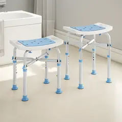 HOMCOM 44-51.5cm Aluminium Frame Shower/Bath Stool - Light Blue - 9