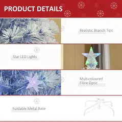 HOMCOM 4FT Artificial Fibre Optic Christmas Tree Seasonal Decoration w/ LED Lights Pre-Lit Easy Store White Blue - 6
