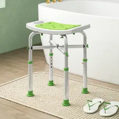 HOMCOM 44-51.5cm Aluminium Frame Shower/Bath Stool - Green - 8