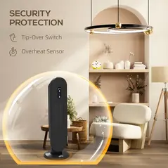 HOMCOM 45° Oscillating Ceramic Space Heater, with Remote - Black - 6