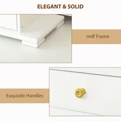 HOMCOM 4-Tier Jewellery Box with Mirror and 2 Drawers - White - 6