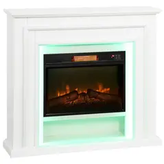 HOMCOM 4777 BTU Multicolour LED Electric Fireplace - White - 1