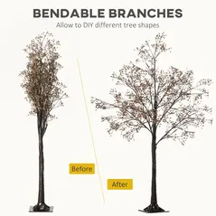 HOMCOM 4ft Artificial Gypsophila Blossom Tree Light with 72 Warm White LED Light, Baby Breath Flowers for Home Party Wedding, Indoor and Outdoor Use - 6