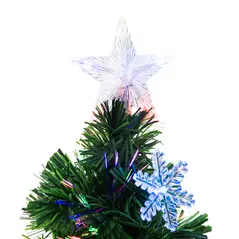 HOMCOM 4FT Green Fibre Optic Artificial Christmas Tree Xmas Colourful LED Scattered Tree with Snowflakes Ornaments Fireproofing - 7