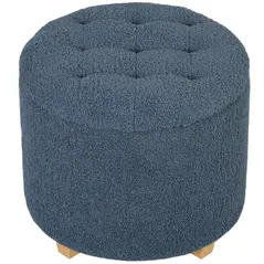 HOMCOM 40.5L Teddy Fleece Storage Ottoman - Blue - 1