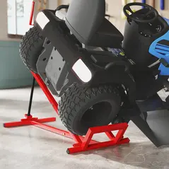 HOMCOM 400 kg Foldable Ride-On Mower Jack Lift, Adjustable Steel Lifting Device, for Lawn Mower, ATV, Red - 2