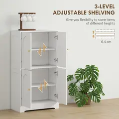 HOMCOM 4-Door Kitchen Storage Cabinet with Adjustable Shelves - White - 6