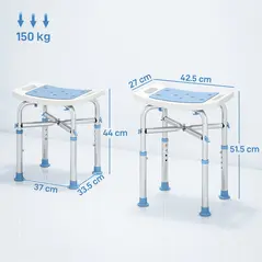 HOMCOM 44-51.5cm Aluminium Frame Shower/Bath Stool - Light Blue - 3