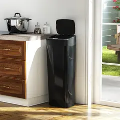 HOMCOM 50L Stainless Steel Sensor Bin - Black - 9