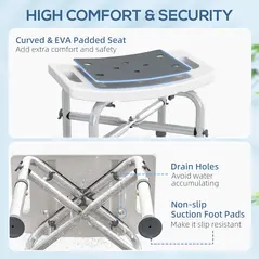 HOMCOM 44-51.5cm Aluminium Frame Shower/Bath Stool - Grey - 4