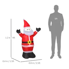 HOMCOM 4ft Inflatable Christmas Santa Claus Xmas Decoration 1 LED Holiday Air Blown Yard Outdoor Décor - 3