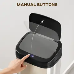 HOMCOM 50L Stainless Steel Sensor Bin - Silver Tone - 5