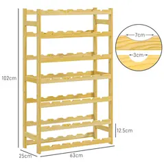 HOMCOM 42-Bottle Wooden Wine Rack - Natural Finish - 3