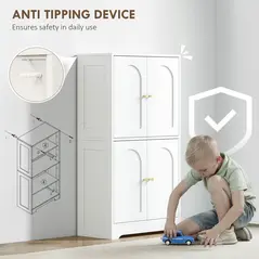 HOMCOM 4-Door Kitchen Storage Cabinet with Adjustable Shelves - White - 7