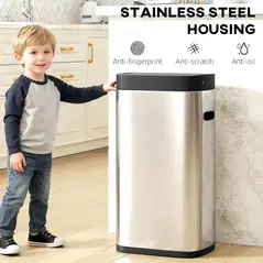 HOMCOM 50L Sensor Bin, Automatic Kitchen Bin, Manual Override, Battery Operated, Inner-Bucket-Free, for Kitchen, Bedroom - 6