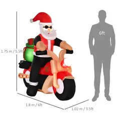 HOMCOM 5.5ft Christmas Inflatable Santa Claus Riding a Motorcycle Blow Up Decoration Xmas Décor for Garden - 3