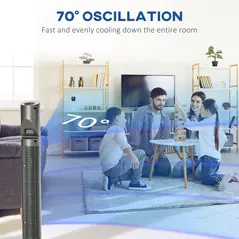 HOMCOM 46" Tower Fan Cooling with Ionizer, Air Filter, Oscillating, 3 Speed, 3 Modes, 12h Timer, Remote Controller, for Bedroom, Grey - 5