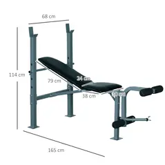 HOMCOM 4-Levels Adjustable Weight Bench Fitness Equipment with Barbell Rack-Black - 3