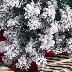 HOMCOM 4FT Prelit Artificial Snow Flocked Christmas Tree with Warm White LED Light, Holiday Home Xmas Decoration, Green White - 9