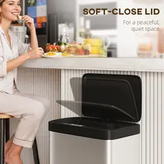 HOMCOM 45L Stainless Steel Sensor Bin - Silver Tone - 7