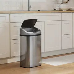 HOMCOM 48L Stainless Steel Sensor Bin - Silver-Tone - 7