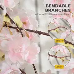 HOMCOM 450 LED Light Decorative Artificial Blossom Tree - Pink - 6