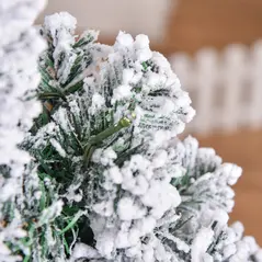 HOMCOM 4FT Prelit Artificial Snow Flocked Christmas Tree with Warm White LED Light, Holiday Home Xmas Decoration, Green White - 8