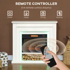 HOMCOM 4777 BTU Multicolour LED Electric Fireplace - White - 6