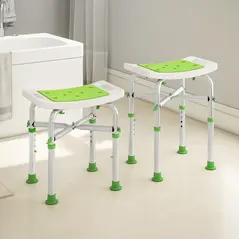 HOMCOM 44-51.5cm Aluminium Frame Shower/Bath Stool - Green - 9