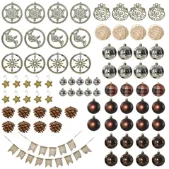 HOMCOM 5' Artificial Prelit Christmas Trees Holiday Décor with Warm White LED Lights, Decoration, Banner, Tag, Ball - 9