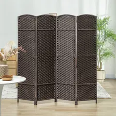 HOMCOM 4 Panel Folding Room Divider, Freestanding Privacy Screen for Living Room, Bedroom and Office, 160 x 170cm, Brown - 7