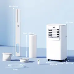 HOMCOM 5000 BTU Portable Air Conditioner, 4-in-1 Air Conditioning Unit, Dehumidifier, Cooling, Fan, Sleep Mode, with Remote Control, 2 Speeds, 24H Timer, Window Venting Kit, 12m² - 3