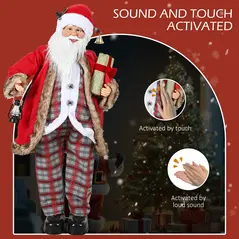 HOMCOM 4'6" Animated Santa Claus Figure, with Sound - Red - 4