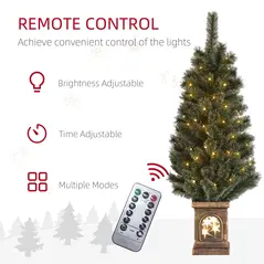 HOMCOM 4ft Artificial Christmas Tree with 80 Warm White LED Lights, 8 Modes and Remote, Realistic Xmas Tree with Square Stand for Party Decoration, Green - 6