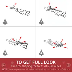 HOMCOM 5 Ft Snow Flocked Artificial Christmas Tree Xmas Pine Tree with Realistic Branches, Auto Open and Steel Base, Green - 5