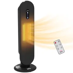 HOMCOM 45° Oscillating Ceramic Space Heater, with Remote - Black - 1