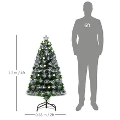 HOMCOM 4ft White Light Artificial Christmas Tree w/ 130 LEDs Star Topper Tri-Base Full Bodied Seasonal Decoration Pre-Lit Home - 3