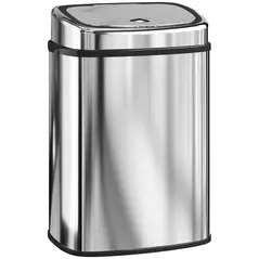 HOMCOM 50L Stainless Steel Sensor Bin - Silver Tone - 1