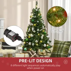 HOMCOM 4FT Christmas Tree Warm White LED Light Holiday Home Decoration, Green - 5