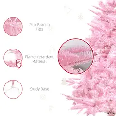 HOMCOM 4FT Artificial Christmas Tree Holiday Xmas Holiday Tree Decoration with Automatic Open for Home Party, Pink - 7
